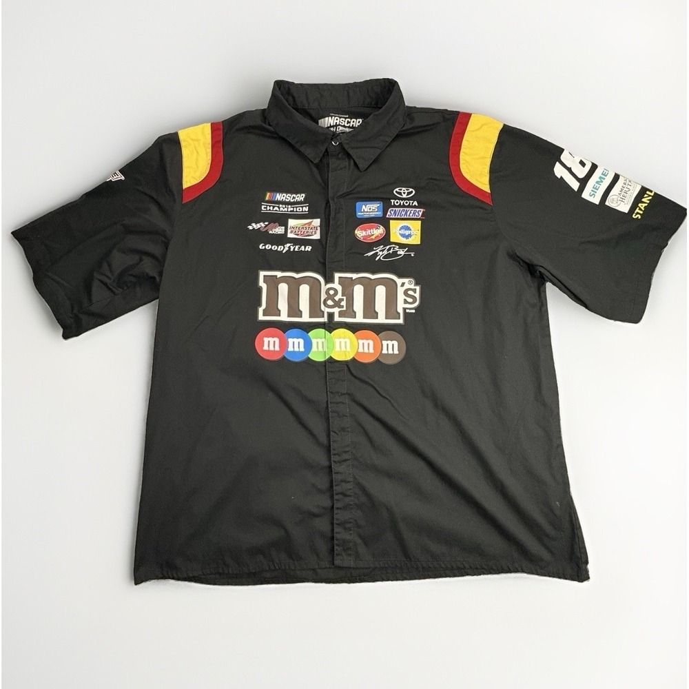 Kyle Busch #18 M&M's Nascar Racing JH Design Button Up Shirt Size 3XL